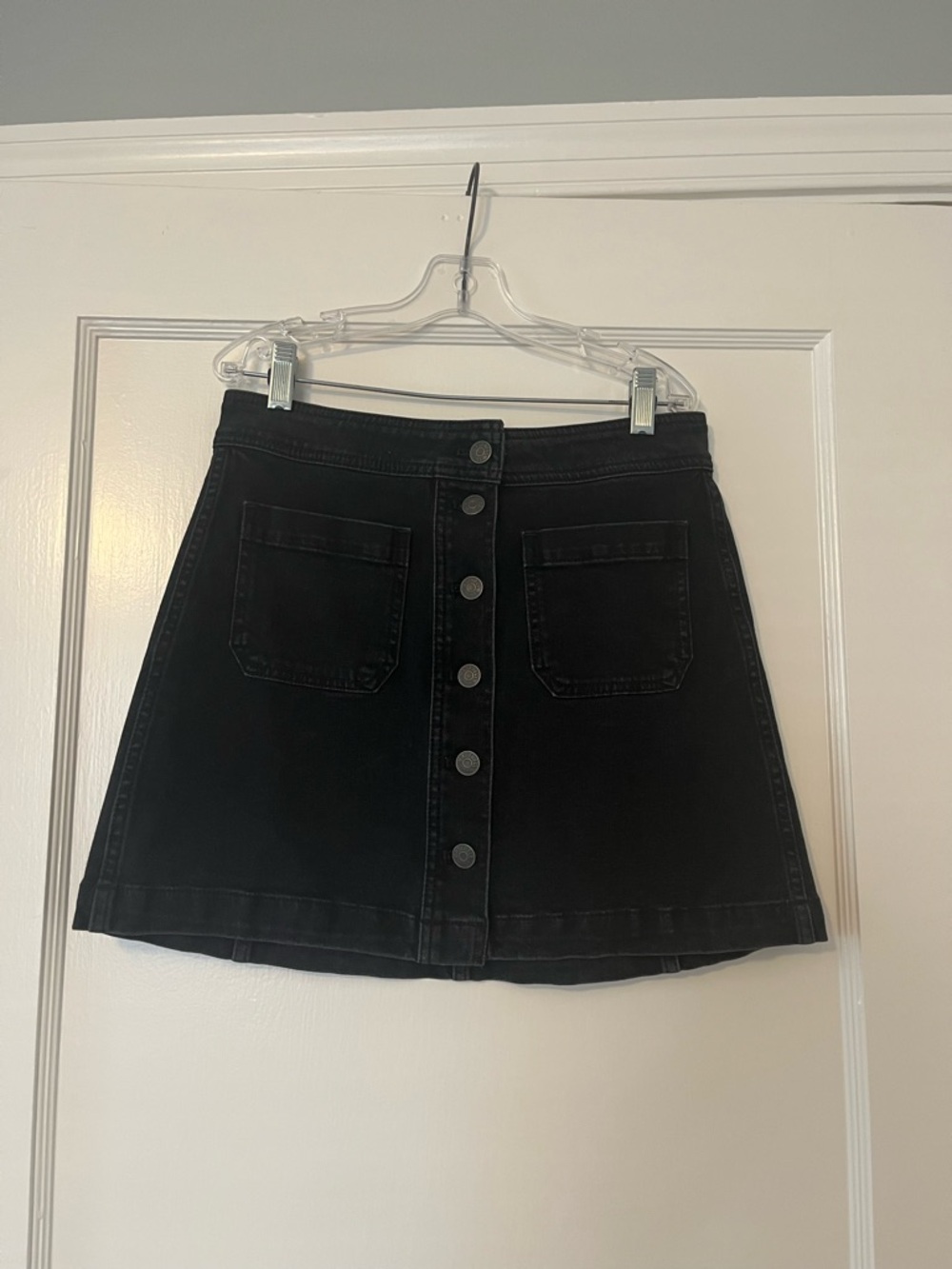 Madewell Black Button-Front Denim Skirt